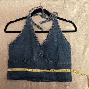 Hollister Women's Blue Denim Halter Top